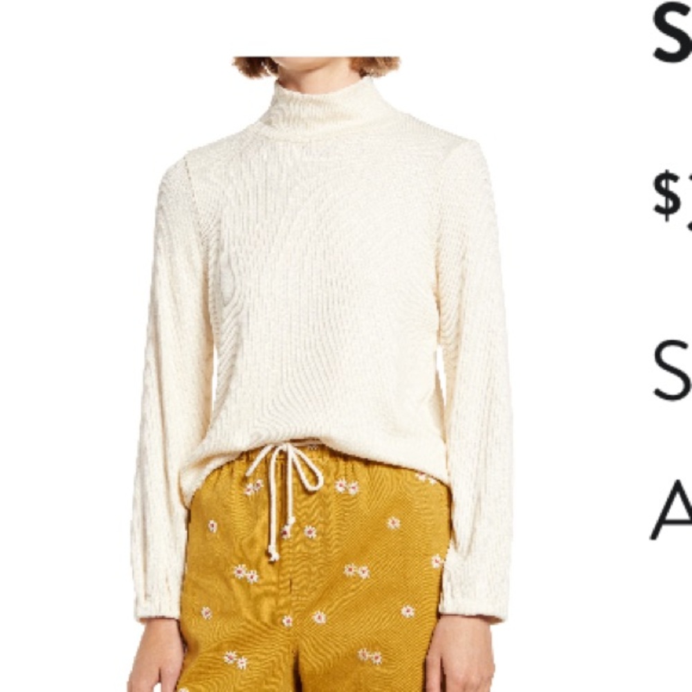 Madewell creme white mock neck bubble ribbed soft sweater women’s small